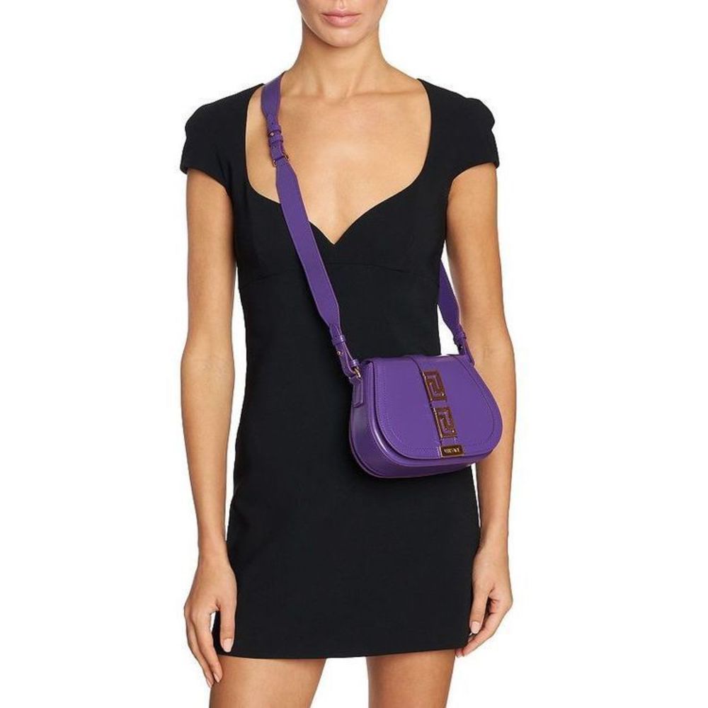 Versace Dark Greca Goddess Shoulder Orchid Medium Bag
